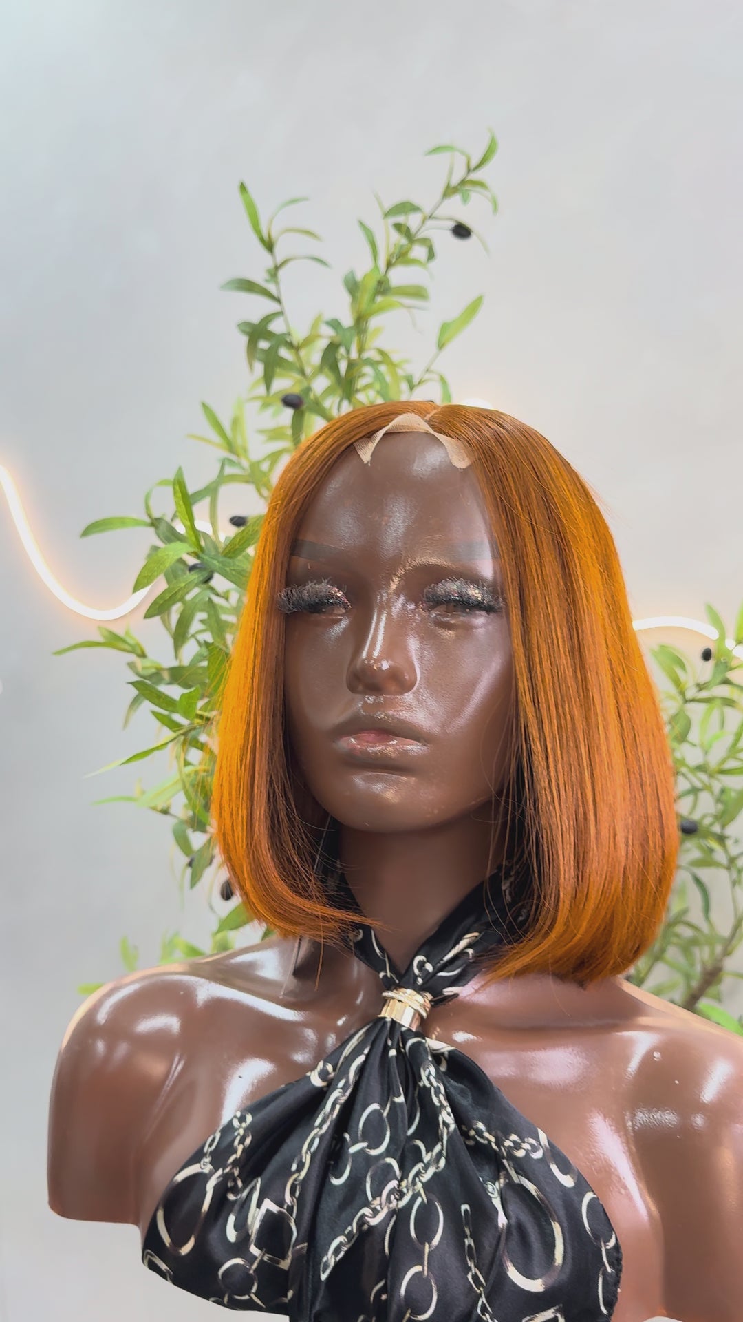 Luxury 2X6 Human Hair Bob Wig – 12" Straight Ginger