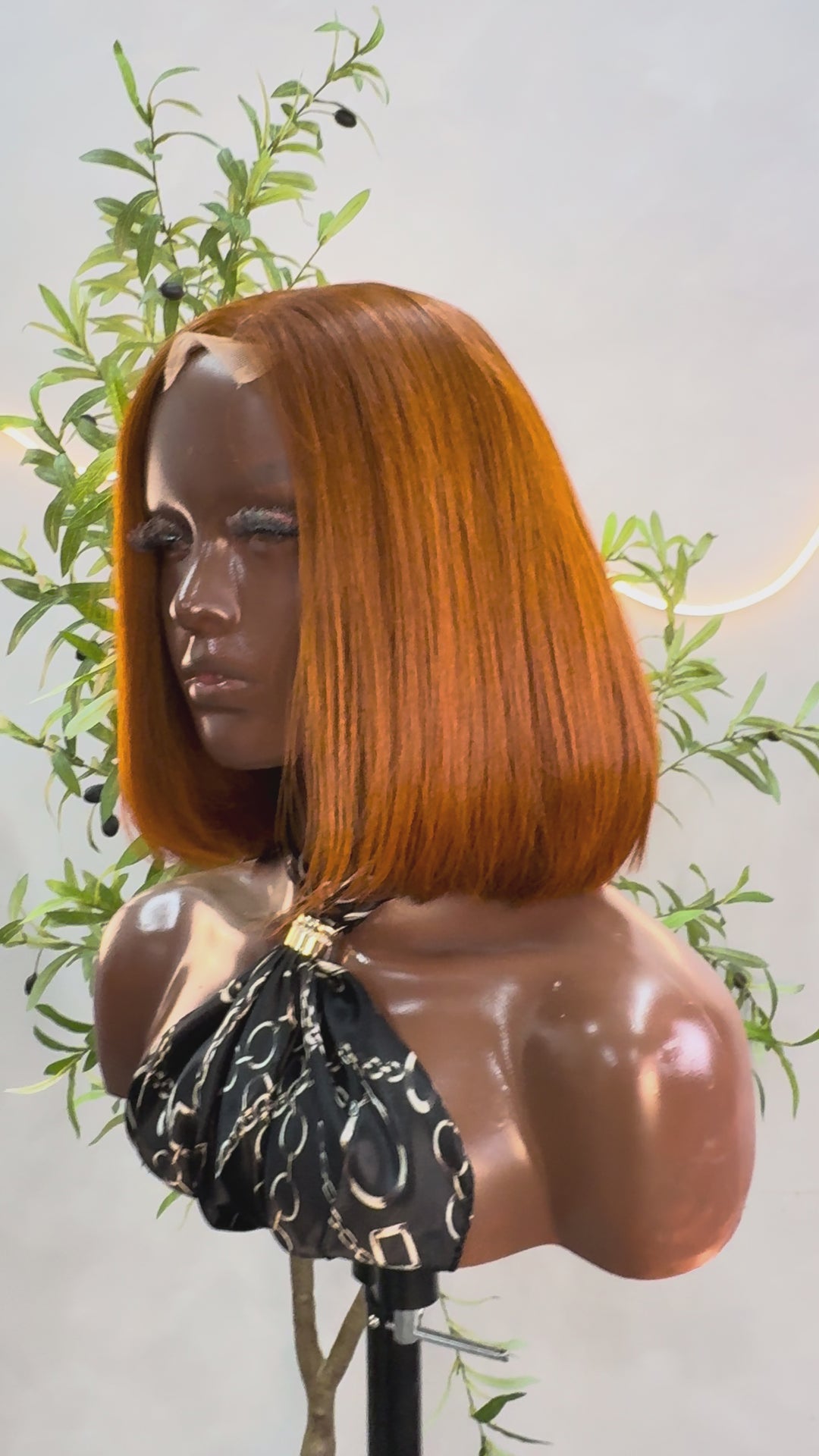 Luxury 2X6 Human Hair Bob Wig – 12" Straight Ginger