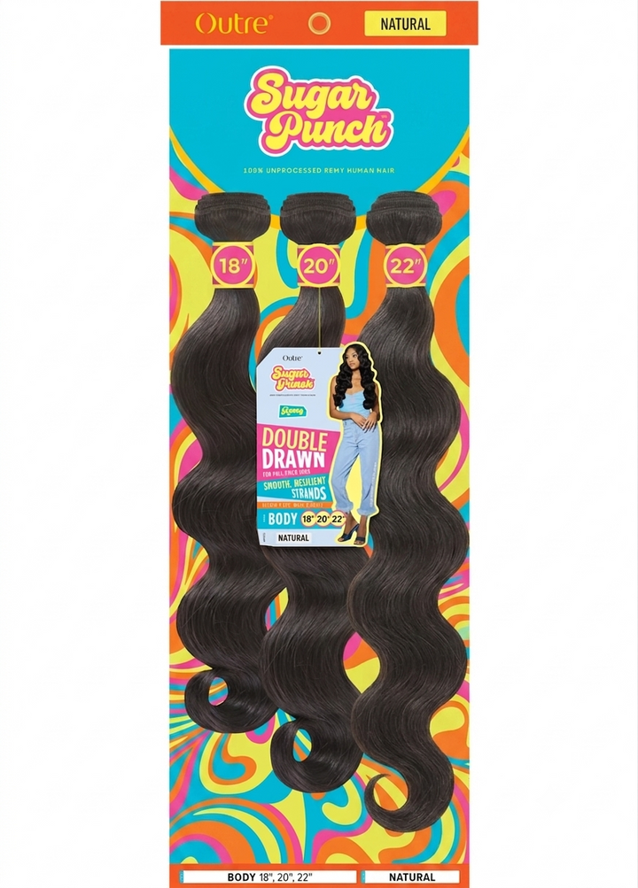 Outre Sugar Punch 100% Unprocessed Remy Human Hair Weaves - Body 18" 20" 22"
