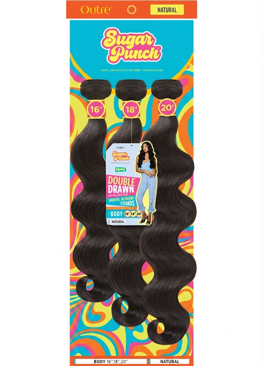 Outre Sugar Punch 100% Unprocessed Remy Human Hair Weaves - Body 16" 18" 20"