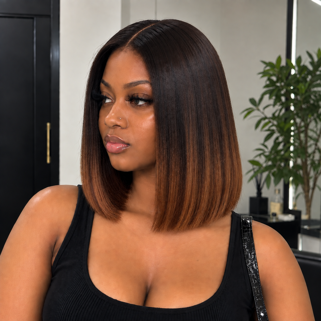 Luxury 2X6 Human Hair Bob Wig – 10" Raw Hair