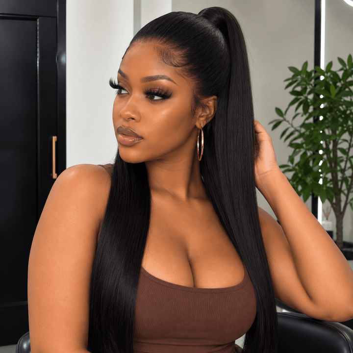 Luxury Human Hair Wig HD 13x4 20" - Bone Straight - Braids and Wigs