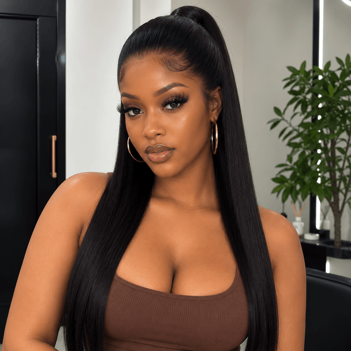 Luxury Human Hair Wig HD 13x4 20" - Bone Straight - Braids and Wigs