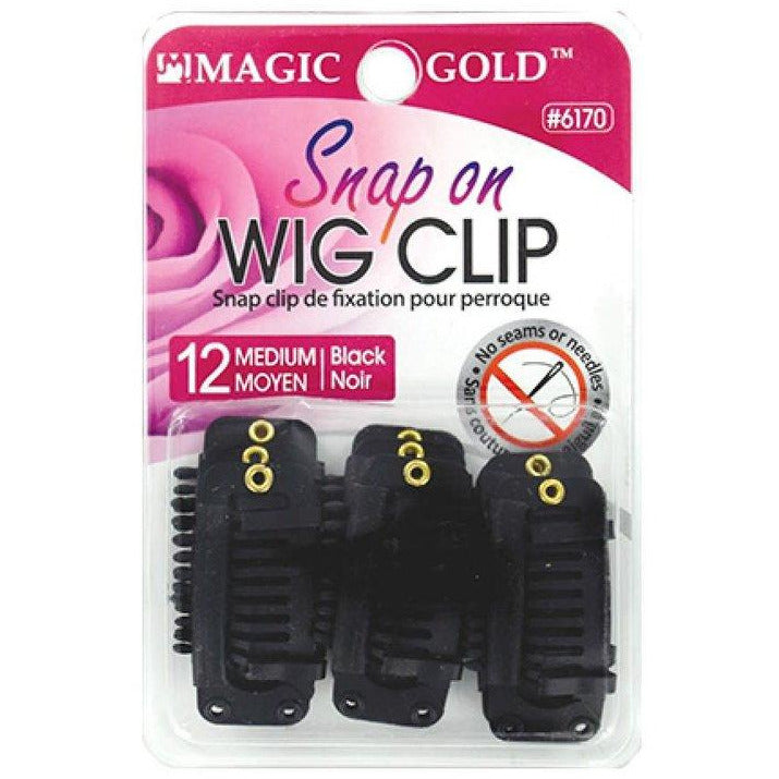 MAGIC GOLD SNAP ON WIG CLIP 12PCS -wigs