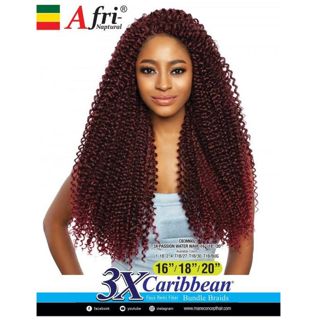 AFRI NAPTURAL 3X CARIBBEAN PASSION WATER WAVE 16" 18" 20" (CB3M602) -wigs