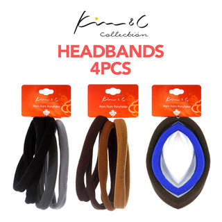 KIM & C 4pcs Headbands - Black -wigs