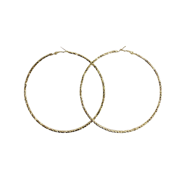 Large gold hooped earring