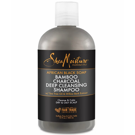 Shea Moisture African Black Soap Bamboo Charcoal Deep Cleansing Shampoo 13 oz -wigs