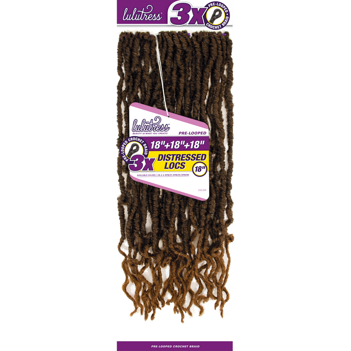 Sensationnel Lulutress Pre-Looped Crochet Braid 3x Distressed Locs 18" -wigs
