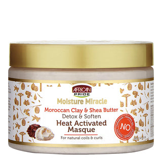 AFRICAN PRIDE Moisture Miracle Moroccan Clay & Shea Butter Heat Activated Masque (12oz) -wigs