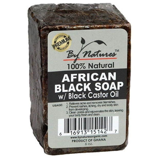 AFRICAN BLACK SOAP WITH BLACK CASTOR OIL 6 OZ -wigs