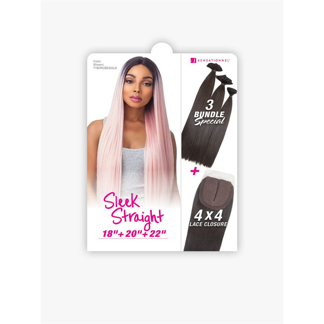 Sensationnel Boutique Bundles Sleek Straight 18, 20, 22" Weave Human Hair Blend -wigs