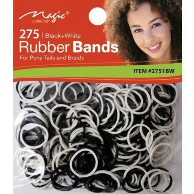 Magic Collection Elastic Rubber Bands (Black & white) -wigs