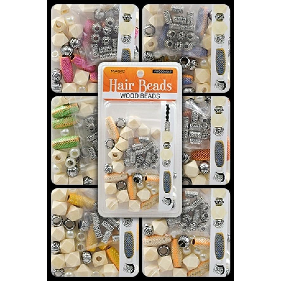 Magic Collection Hair Beads Mix Wood