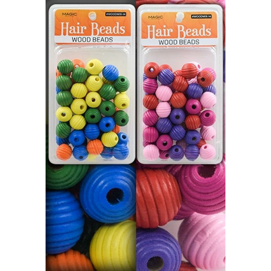 Magic Collection Hair Beads Mix Wood