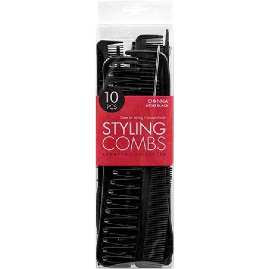 Donna 10 pc styling comb set- BLACK