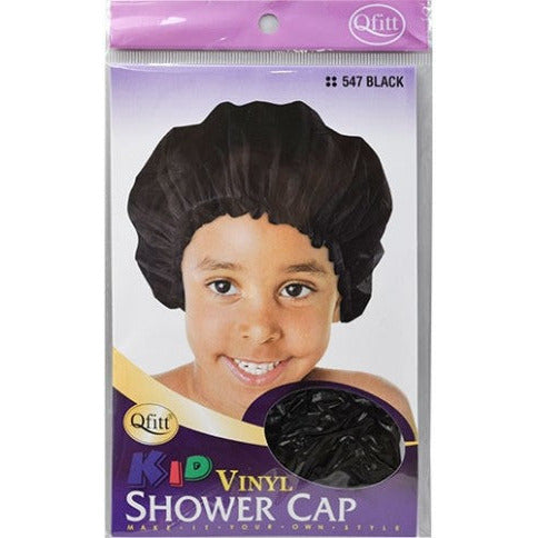 Qfitt Kids Vinyl Shower Cap-Black