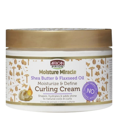 AFRICAN PRIDE Moisture Miracle Shea Butter&Flaxseed Oil Curling Cream (12oz) -wigs