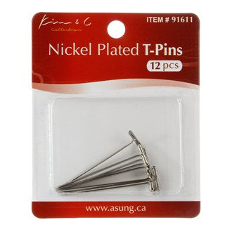 KIM & C 12pcs Nickel Plated T-pins