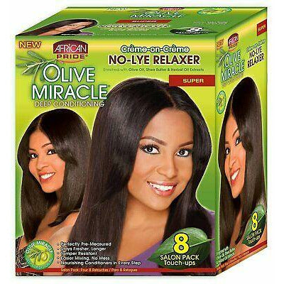 AFRICAN PRIDE OLIVE MIRACLE NO LYE RELAXER 8 TOUCH-UP KIT -wigs