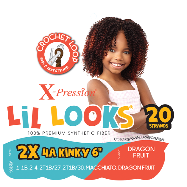 2X 4A KINKY 6 Inch - Outre X-Pression LiL Looks Crochet Synthetic Braid
