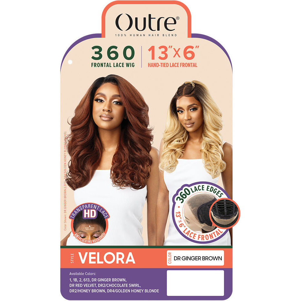 Outre 360 Frontal Lace 100% Human Hair Blend 13X6 HD Lace Front Wig - VELORA