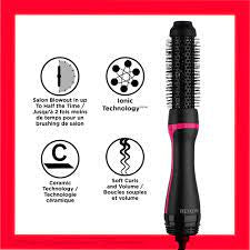 Revlon One-Step Root Booster Hot Air Dryer Round Hair Brush & Volumizer, Black/Pink, 1.5-in